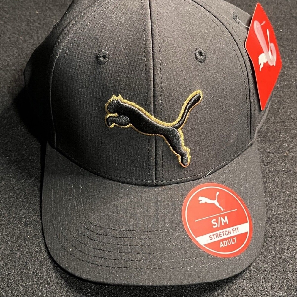 Puma Stretch Fit Black/Gold SM/MED Hat